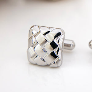READY TO SHIP Woven Ibe Cufflinks - Rhodium Plated FJD$