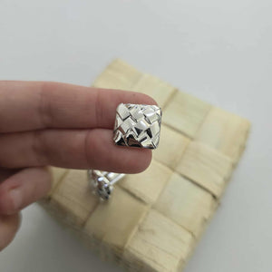 READY TO SHIP Woven Ibe Cufflinks - Rhodium Plated FJD$