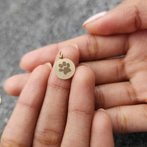 CUSTOM ENGRAVABLE Paw Print Charm -  14k Gold Fill FJD$