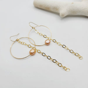CONTACT US TO RECREATE THIS SOLD OUT STYLE Earrings with Freshwater Pearl and chain detail - 14k Gold Fill FJD$