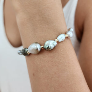 CONTACT US TO RECREATE THIS SOLD OUT STYLE Fiji Keshi Pearl Bracelet in 14k Gold Fill - FJD$
