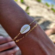 Load image into Gallery viewer, CHOOSE A COLOUR Cowrie Shell &amp; Glass Bead Double Chain Bracelet in 14k Gold Fill - FJD$

