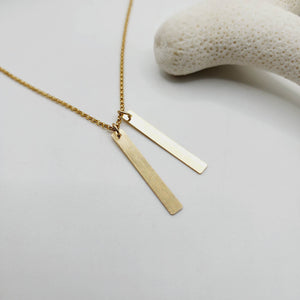 CUSTOM ENGRAVABLE Double Bar Necklace  - 14k Gold Fill FJD$