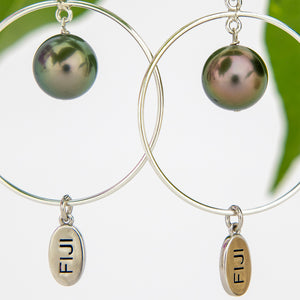 READY TO SHIP Civa Fiji Saltwater Graded Pearl Hoop Earrings - 925 Sterling Silver FJD$