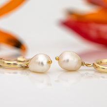 Load image into Gallery viewer, READY TO SHIP Freshwater Pearl Huggie Earrings - 14k Gold Fill FJD$
