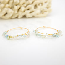 Load image into Gallery viewer, READY TO SHIP Aquamarine Hoop Earrings in 14k Gold Fill - FJD$
