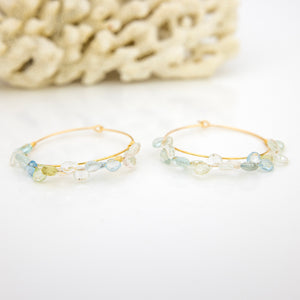 READY TO SHIP Aquamarine Hoop Earrings in 14k Gold Fill - FJD$