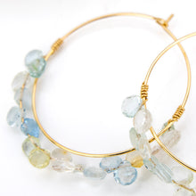 Load image into Gallery viewer, READY TO SHIP Aquamarine Hoop Earrings in 14k Gold Fill - FJD$
