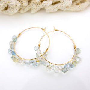 READY TO SHIP Aquamarine Hoop Earrings in 14k Gold Fill - FJD$