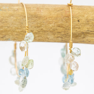 READY TO SHIP Aquamarine Hoop Earrings in 14k Gold Fill - FJD$
