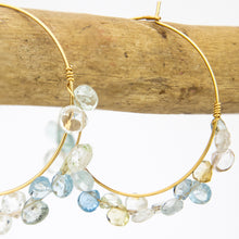 Load image into Gallery viewer, READY TO SHIP Aquamarine Hoop Earrings in 14k Gold Fill - FJD$
