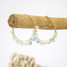 Load image into Gallery viewer, READY TO SHIP Aquamarine Hoop Earrings in 14k Gold Fill - FJD$
