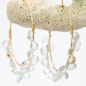 READY TO SHIP Aquamarine Hoop Earrings in 14k Gold Fill - FJD$
