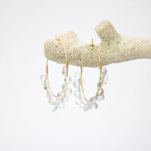 Load image into Gallery viewer, READY TO SHIP Aquamarine Hoop Earrings in 14k Gold Fill - FJD$
