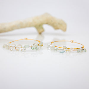 READY TO SHIP Aquamarine Hoop Earrings in 14k Gold Fill - FJD$