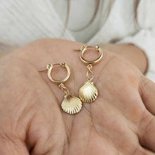 Load image into Gallery viewer, READY TO SHIP Huggie Earrings with Mermaid Charms - 14k Gold Fill FJD$

