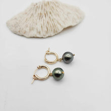 Load image into Gallery viewer, READY TO SHIP Fiji Pearl Huggie Earrings - 14k Gold Fill FJD$
