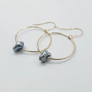 CONTACT US TO RECREATE THIS SOLD OUT STYLE Civa Fiji Keshi Pearl Hoop Earrings - 14k Gold Fill FJD$