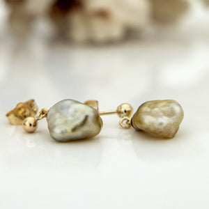 READY TO SHIP Fiji Keshi Pearl Stud Earrings - 14k Gold Fill FJD$