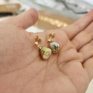 READY TO SHIP Fiji Keshi Pearl Stud Earrings - 14k Gold Fill FJD$