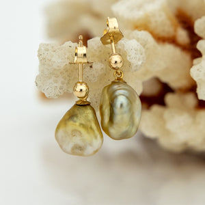 READY TO SHIP Fiji Keshi Pearl Stud Earrings - 14k Gold Fill FJD$