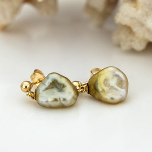 READY TO SHIP Fiji Keshi Pearl Stud Earrings - 14k Gold Fill FJD$