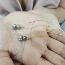 Load image into Gallery viewer, READY TO SHIP Civa Fiji Keshi Pearl Threader Earrings - 14k Gold Fill FJD$
