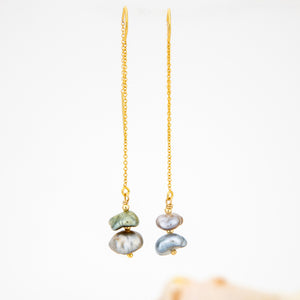 CONTACT US TO RECREATE THIS SOLD OUT STYLE Civa Fiji Keshi Pearl Threader Earrings - 14k Gold Fill FJD$