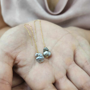 CONTACT US TO RECREATE THIS SOLD OUT STYLE Civa Fiji Keshi Pearl Threader Earrings - 14k Gold Fill FJD$