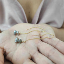 Load image into Gallery viewer, READY TO SHIP Civa Fiji Keshi Pearl Threader Earrings - 14k Gold Fill FJD$
