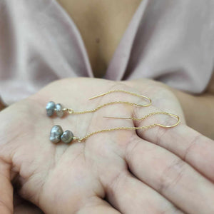 CONTACT US TO RECREATE THIS SOLD OUT STYLE Civa Fiji Keshi Pearl Threader Earrings - 14k Gold Fill FJD$