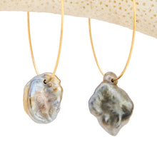 Load image into Gallery viewer, READY TO SHIP Fiji Keshi Pearl Hoop Earrings - 14k Gold Fill FJD$
