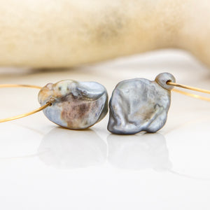 READY TO SHIP Fiji Keshi Pearl Hoop Earrings - 14k Gold Fill FJD$