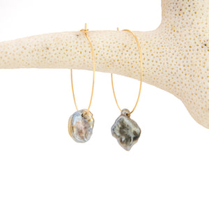 READY TO SHIP Fiji Keshi Pearl Hoop Earrings - 14k Gold Fill FJD$