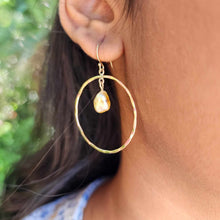 Load image into Gallery viewer, READY TO SHIP - Keshi Pearl Textured Hoop Earrings - 14k Gold Fill FJD$
