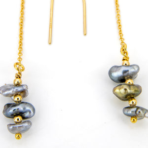 READY TO SHIP Civa Fiji Keshi Pearl Threader Earrings - 14k Gold Fill FJD$