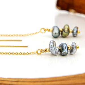 READY TO SHIP Civa Fiji Keshi Pearl Threader Earrings - 14k Gold Fill FJD$