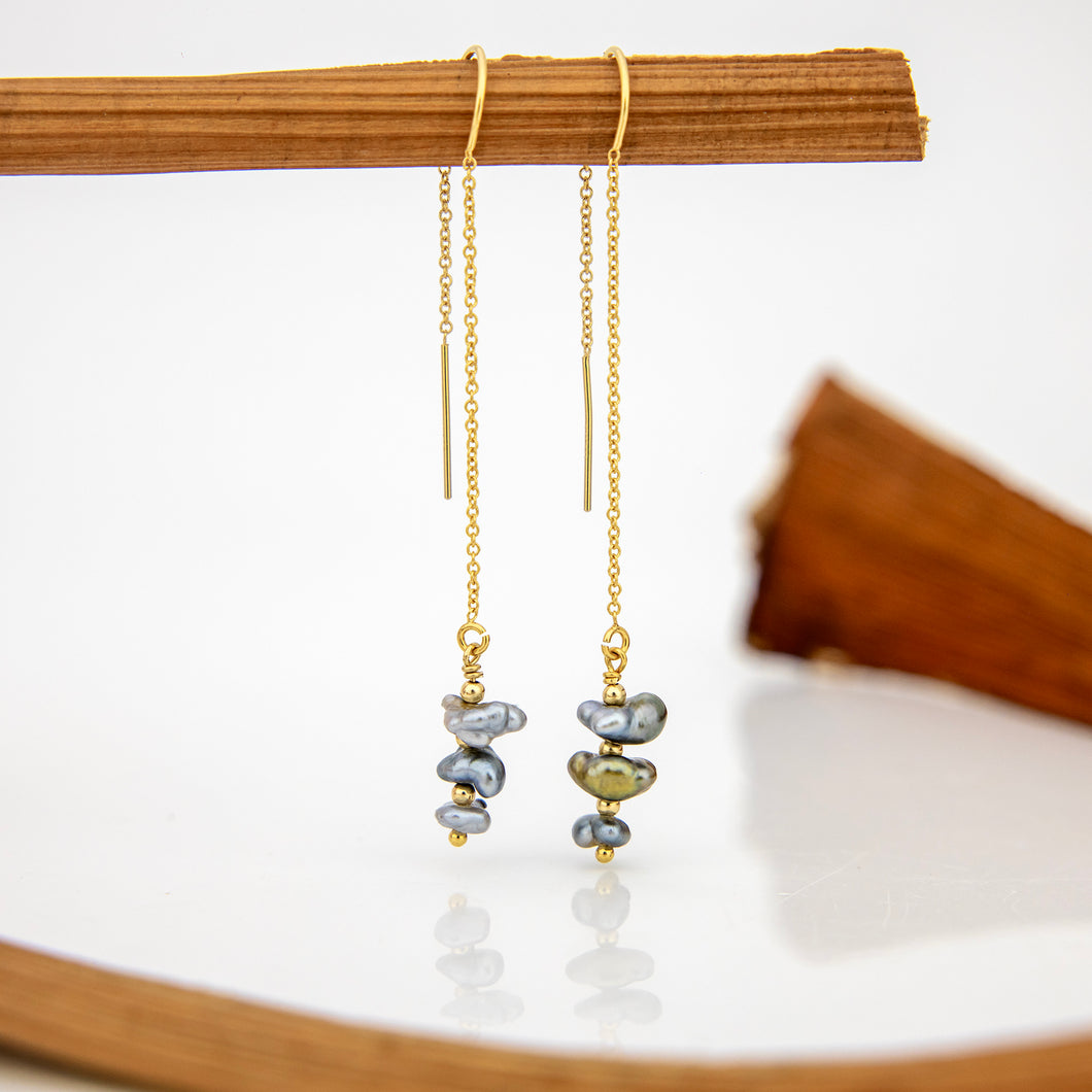 READY TO SHIP Civa Fiji Keshi Pearl Threader Earrings - 14k Gold Fill FJD$