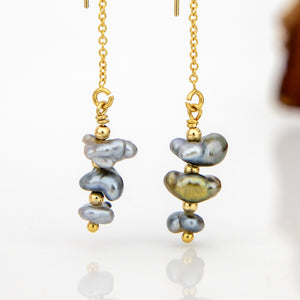READY TO SHIP Civa Fiji Keshi Pearl Threader Earrings - 14k Gold Fill FJD$