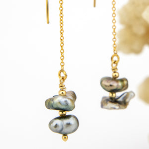 READY TO SHIP Civa Fiji Keshi Pearl Threader Earrings - 14k Gold Fill FJD$