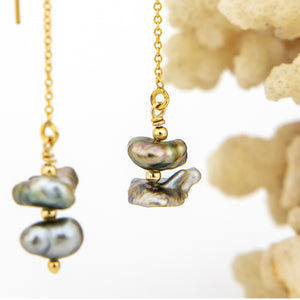 READY TO SHIP Civa Fiji Keshi Pearl Threader Earrings - 14k Gold Fill FJD$