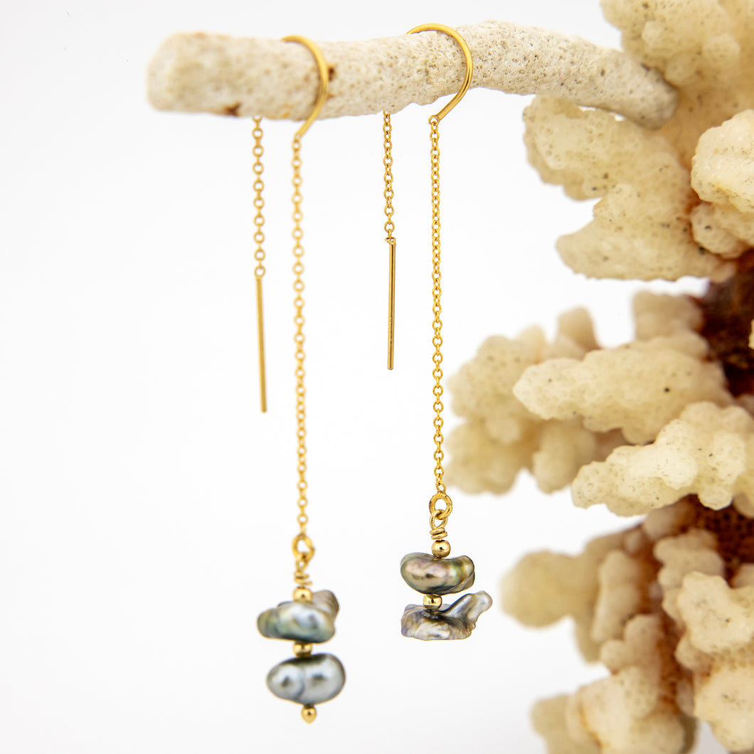READY TO SHIP Civa Fiji Keshi Pearl Threader Earrings - 14k Gold Fill FJD$