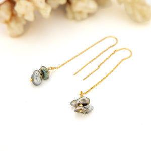 READY TO SHIP Civa Fiji Keshi Pearl Threader Earrings - 14k Gold Fill FJD$