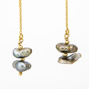 READY TO SHIP Civa Fiji Keshi Pearl Threader Earrings - 14k Gold Fill FJD$