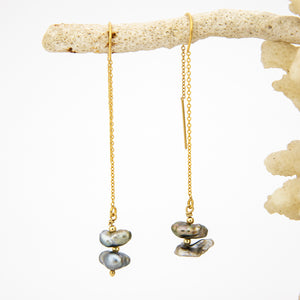 READY TO SHIP Civa Fiji Keshi Pearl Threader Earrings - 14k Gold Fill FJD$