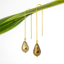 Load image into Gallery viewer, READY TO SHIP Civa Fiji Pearl Threader Earrings - 14k Gold Fill FJD$
