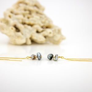 READY TO SHIP Civa Fiji Keshi Pearl Threader Earrings - 14k Gold Fill FJD$