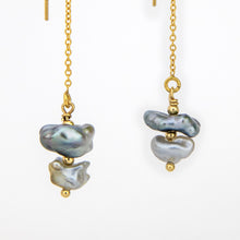 Load image into Gallery viewer, READY TO SHIP Civa Fiji Keshi Pearl Threader Earrings - 14k Gold Fill FJD$

