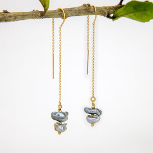READY TO SHIP Civa Fiji Keshi Pearl Threader Earrings - 14k Gold Fill FJD$