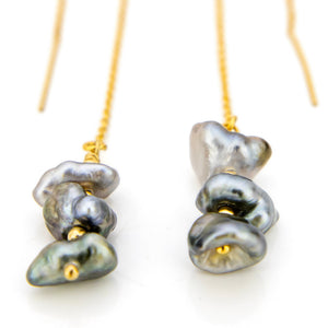READY TO SHIP Civa Fiji Keshi Pearl Threader Earrings - 14k Gold Fill FJD$